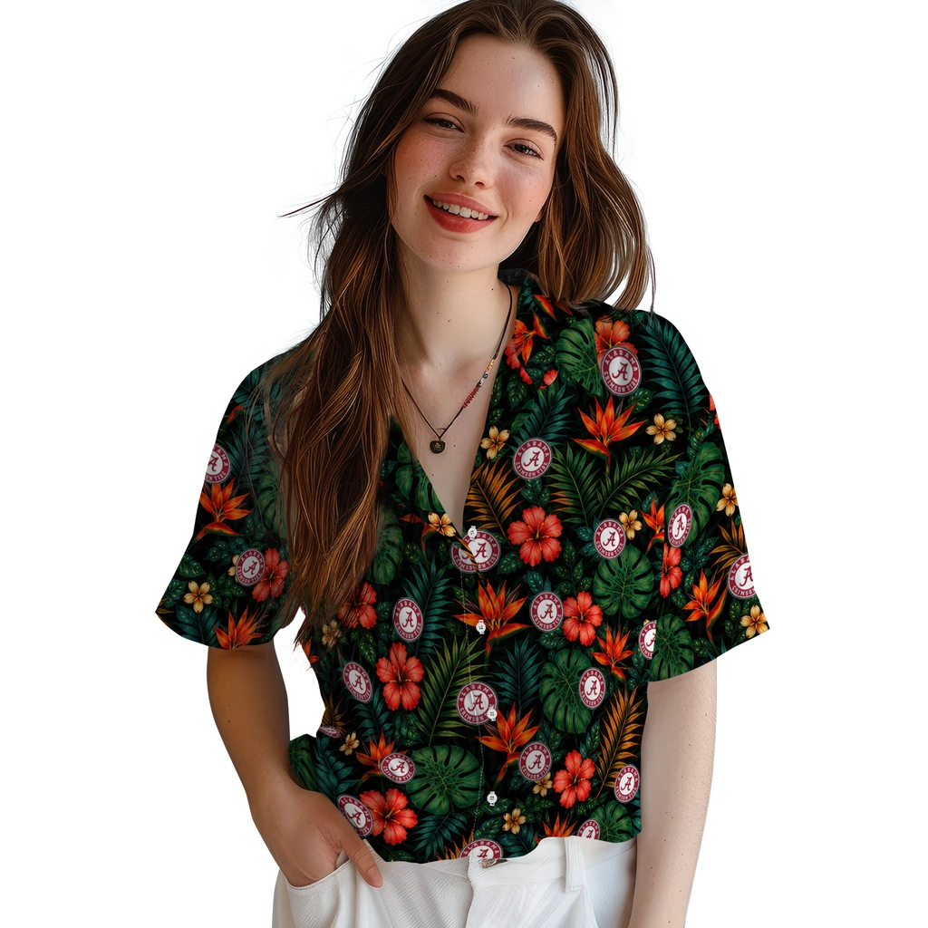 Alabama Crimson Tide Hawaiian Shirt - Custom Dark Green Alabama Crimson Tide Hawaiian Shirt - Custom Dark Green