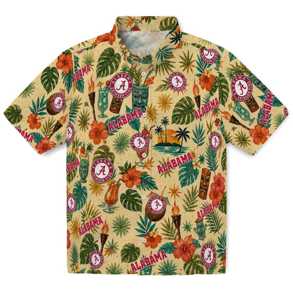 Alabama Crimson Tide Hawaiian Shirt - Customized Cream