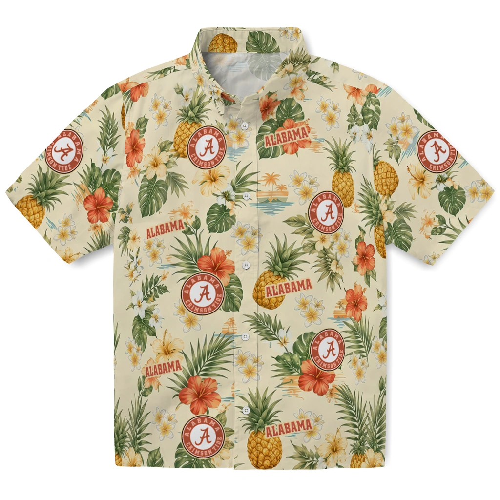 Alabama Crimson Tide Hawaiian Shirt - Personalized Cream