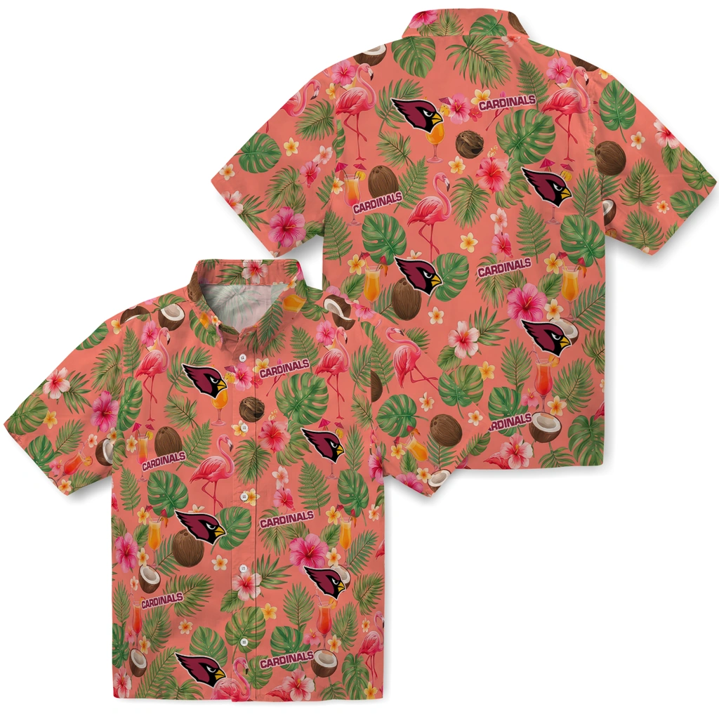 Arizona Cardinals Hawaiian Shirt - Personalized Coral Pink Arizona Cardinals Hawaiian Shirt - Personalized Coral Pink