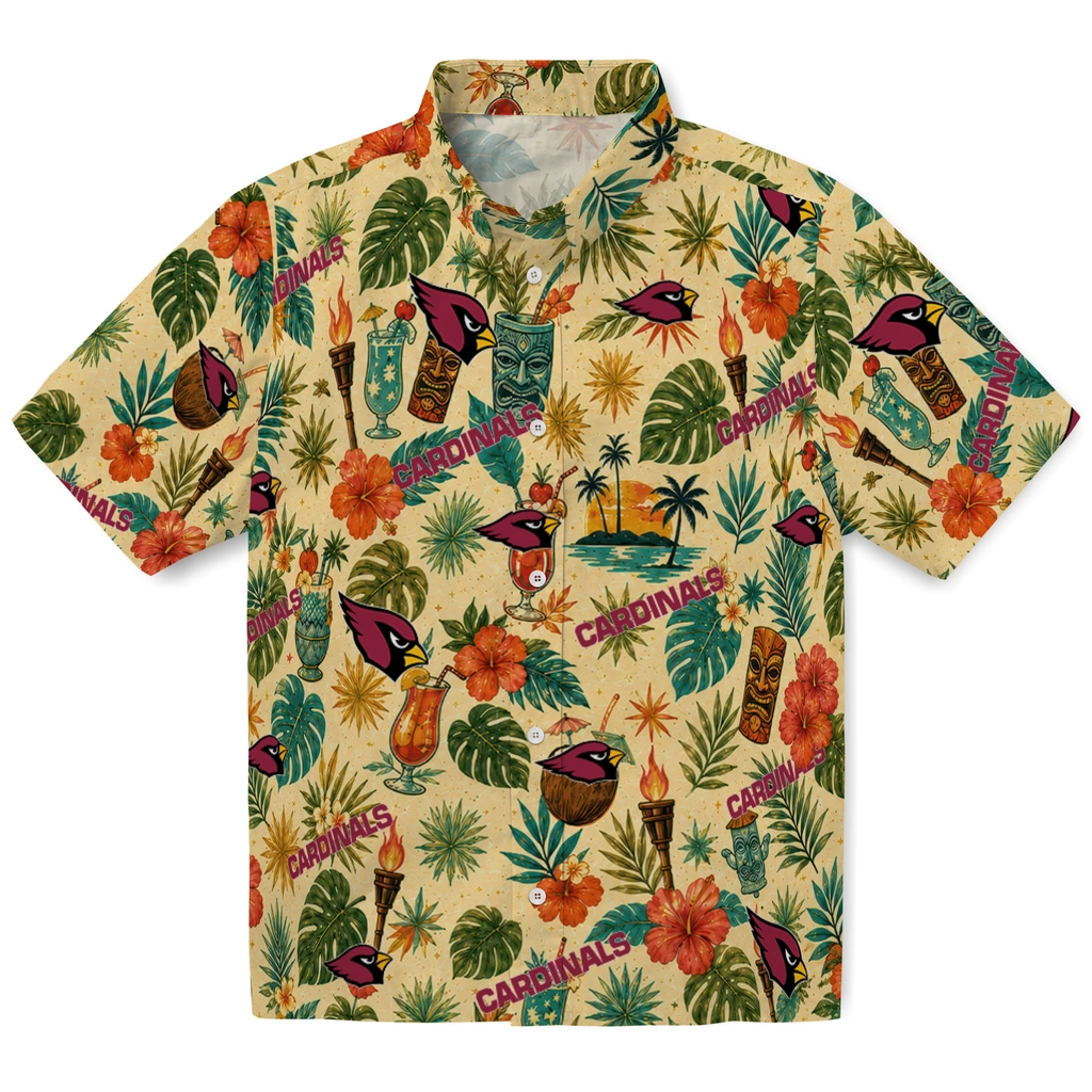 Arizona Cardinals Hawaiian Shirt - Personalized Cream