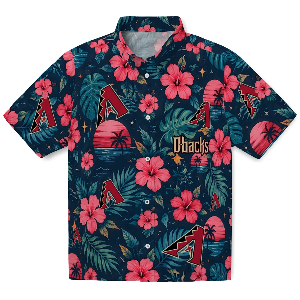 Arizona Diamondbacks Hawaiian Shirt - Customized Red Blue