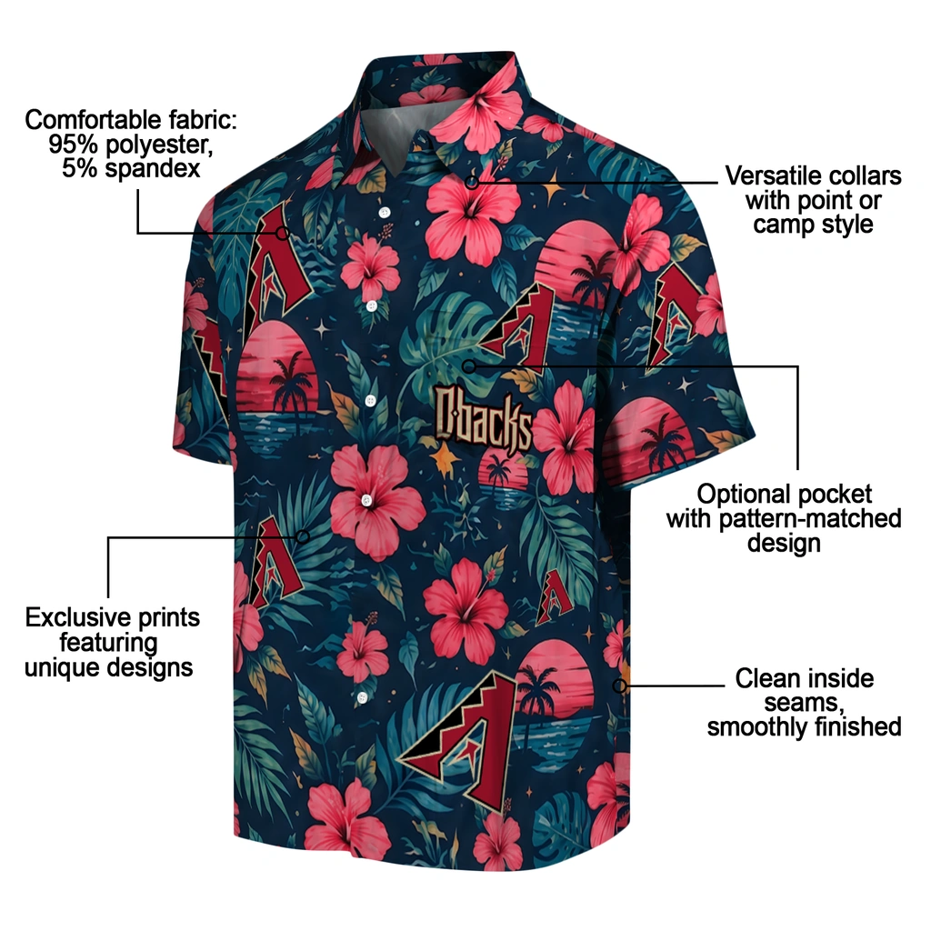 Arizona Diamondbacks Hawaiian Shirt - Customized Red Blue Arizona Diamondbacks Hawaiian Shirt - Customized Red Blue