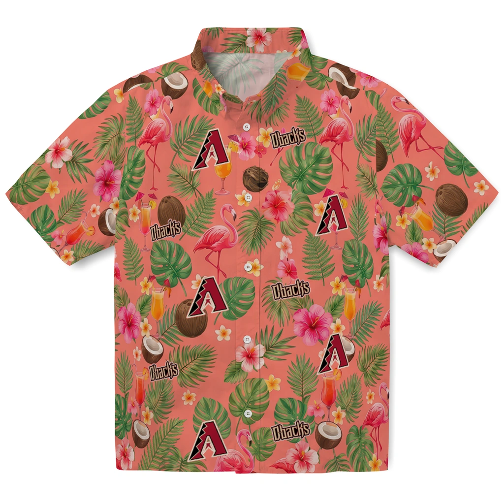 Arizona Diamondbacks Hawaiian Shirt - Personalized Coral Pink