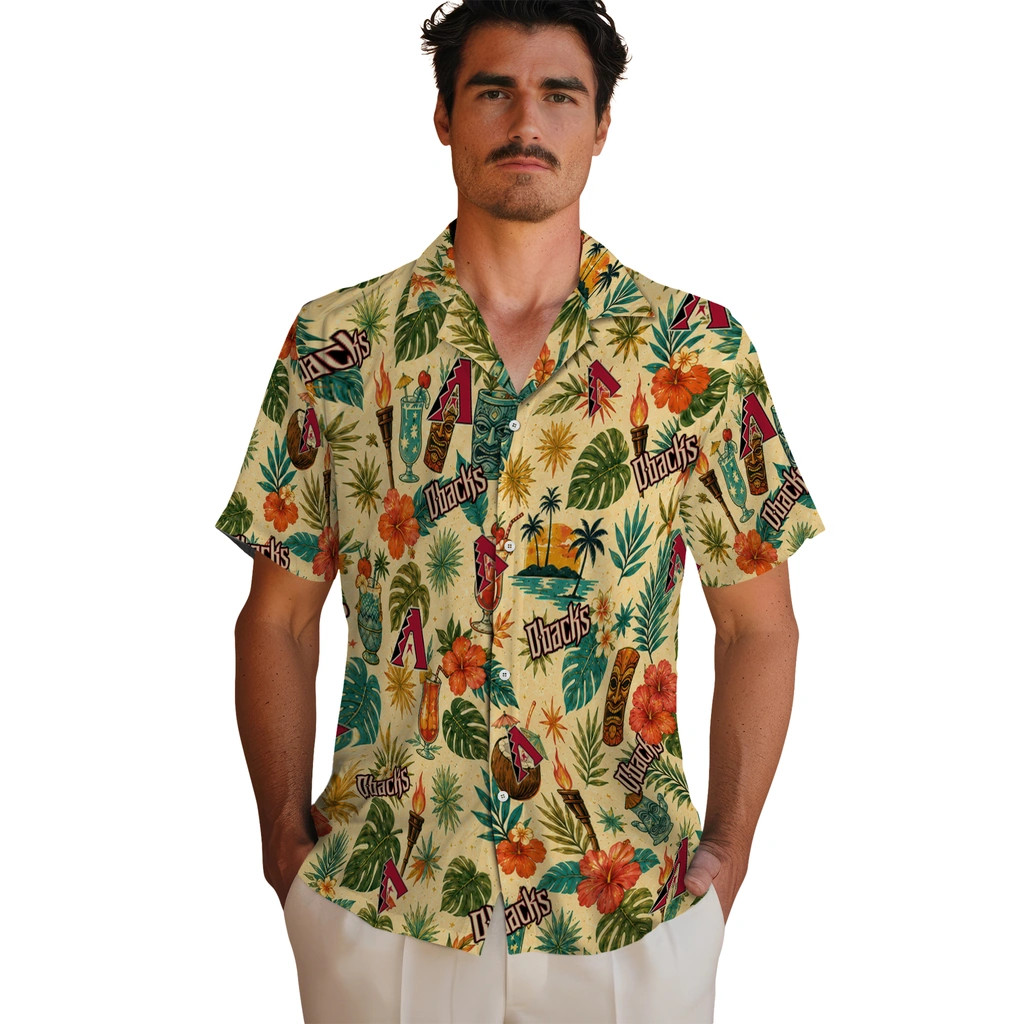 Arizona Diamondbacks Hawaiian Shirt - Personalized Cream Arizona Diamondbacks Hawaiian Shirt - Personalized Cream