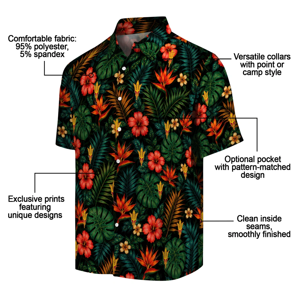 Arizona State Sun Devils Hawaiian Shirt - Custom Dark Green Arizona State Sun Devils Hawaiian Shirt - Custom Dark Green