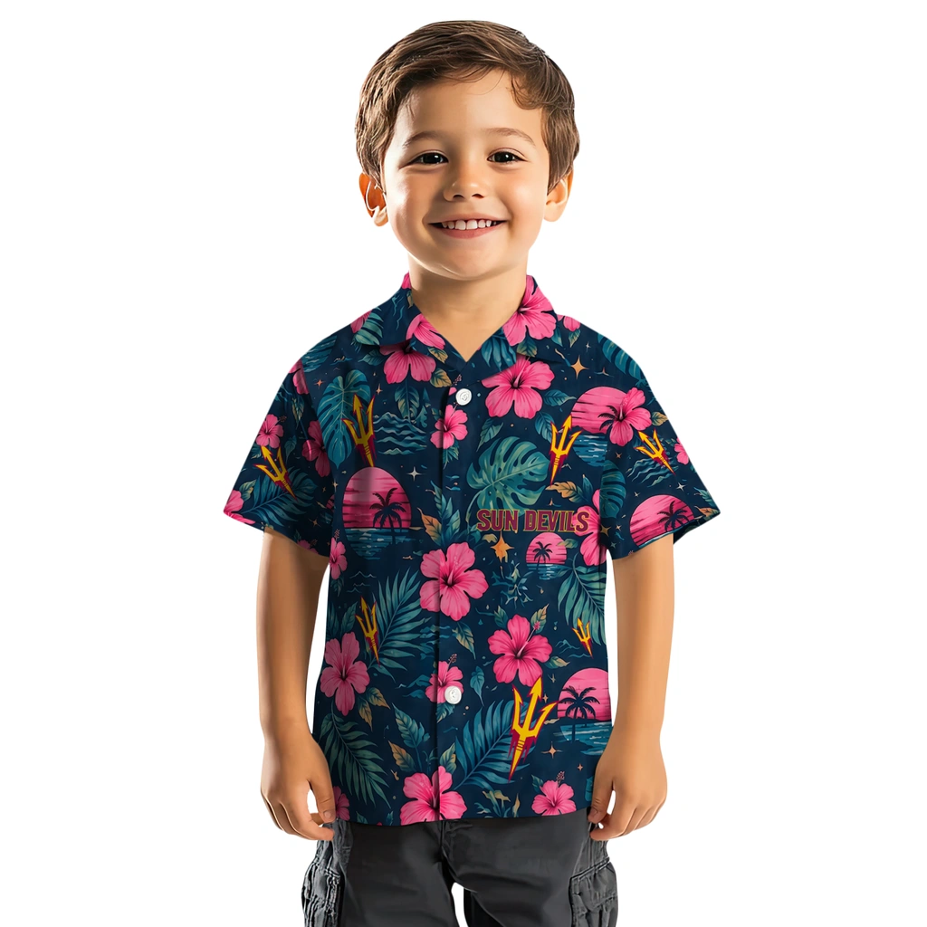 Arizona State Sun Devils Hawaiian Shirt - Custom Maroon Blue Arizona State Sun Devils Hawaiian Shirt - Custom Maroon Blue
