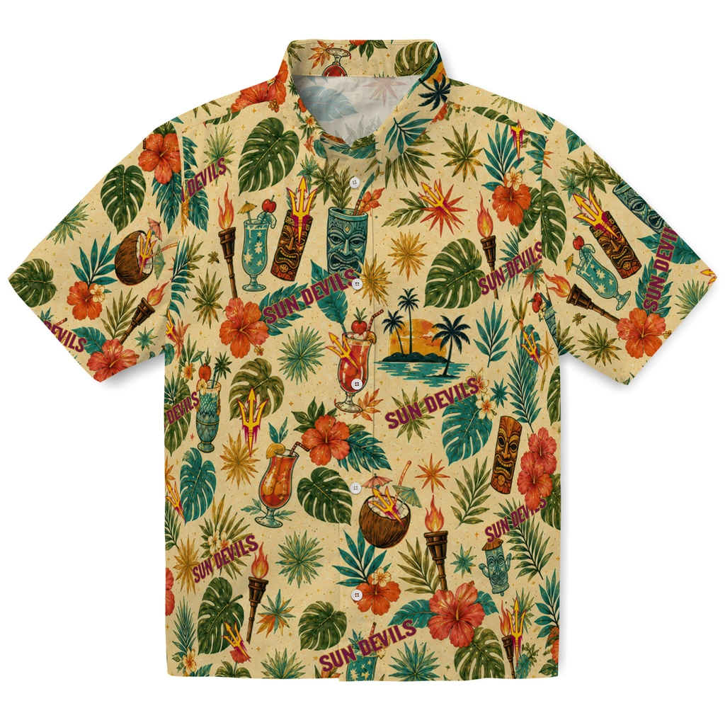 Arizona State Sun Devils Hawaiian Shirt - Customized Cream