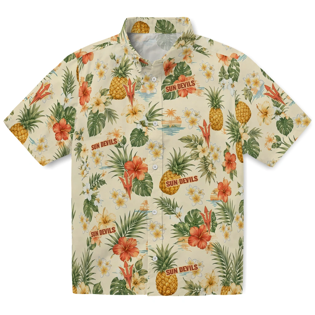 Arizona State Sun Devils Hawaiian Shirt - Personalized Cream