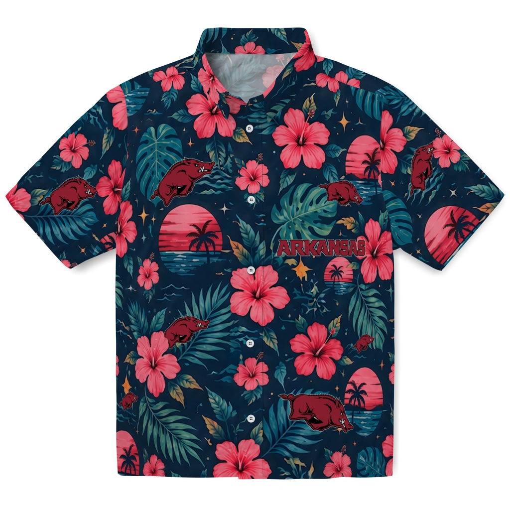 Arkansas Razorbacks Hawaiian Shirt - Customized Red Blue