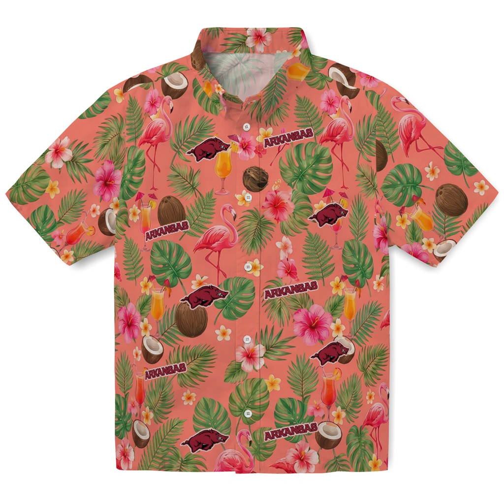 Arkansas Razorbacks Hawaiian Shirt - Personalized Coral Pink