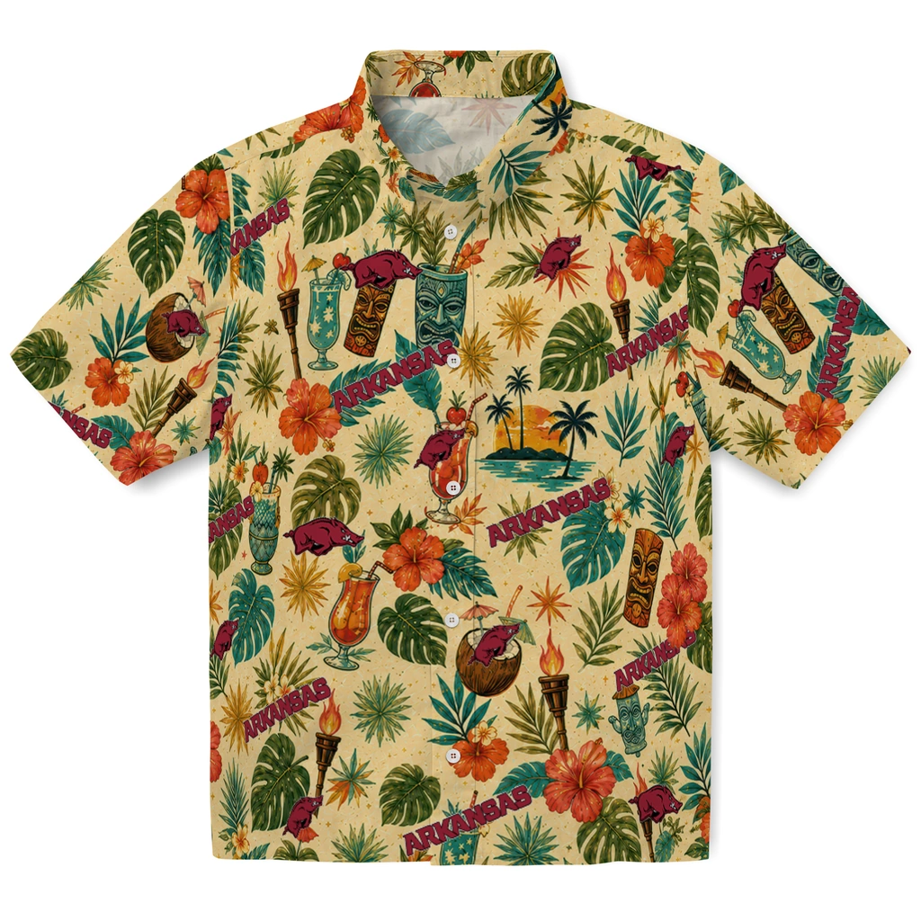 Arkansas Razorbacks Hawaiian Shirt - Personalized Cream