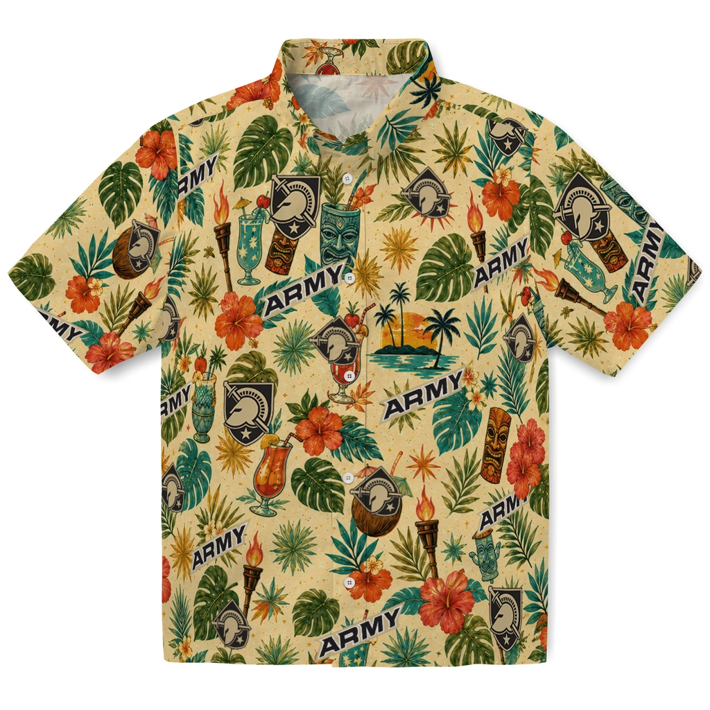 Army Black Knights Hawaiian Shirt - Custom Cream