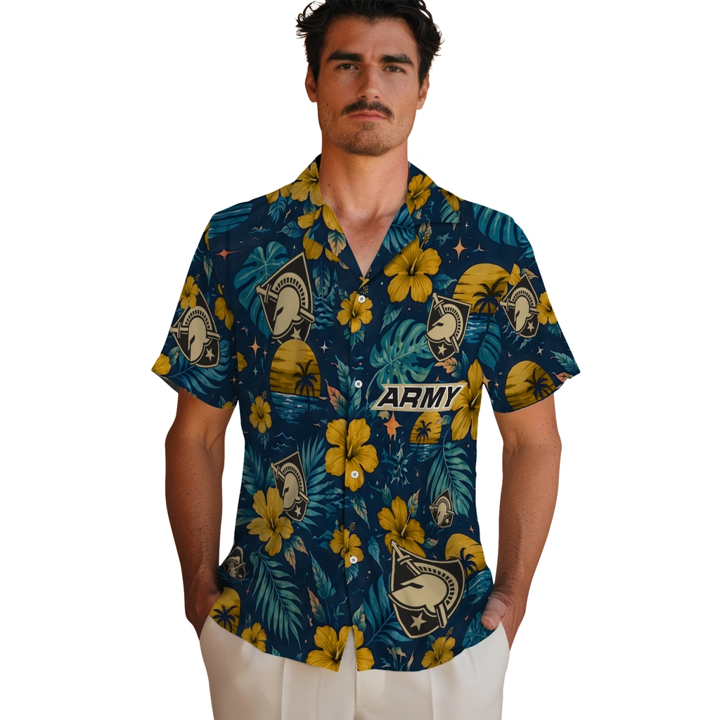 Army Black Knights Hawaiian Shirt - Personalized Gold Blue Army Black Knights Hawaiian Shirt - Personalized Gold Blue