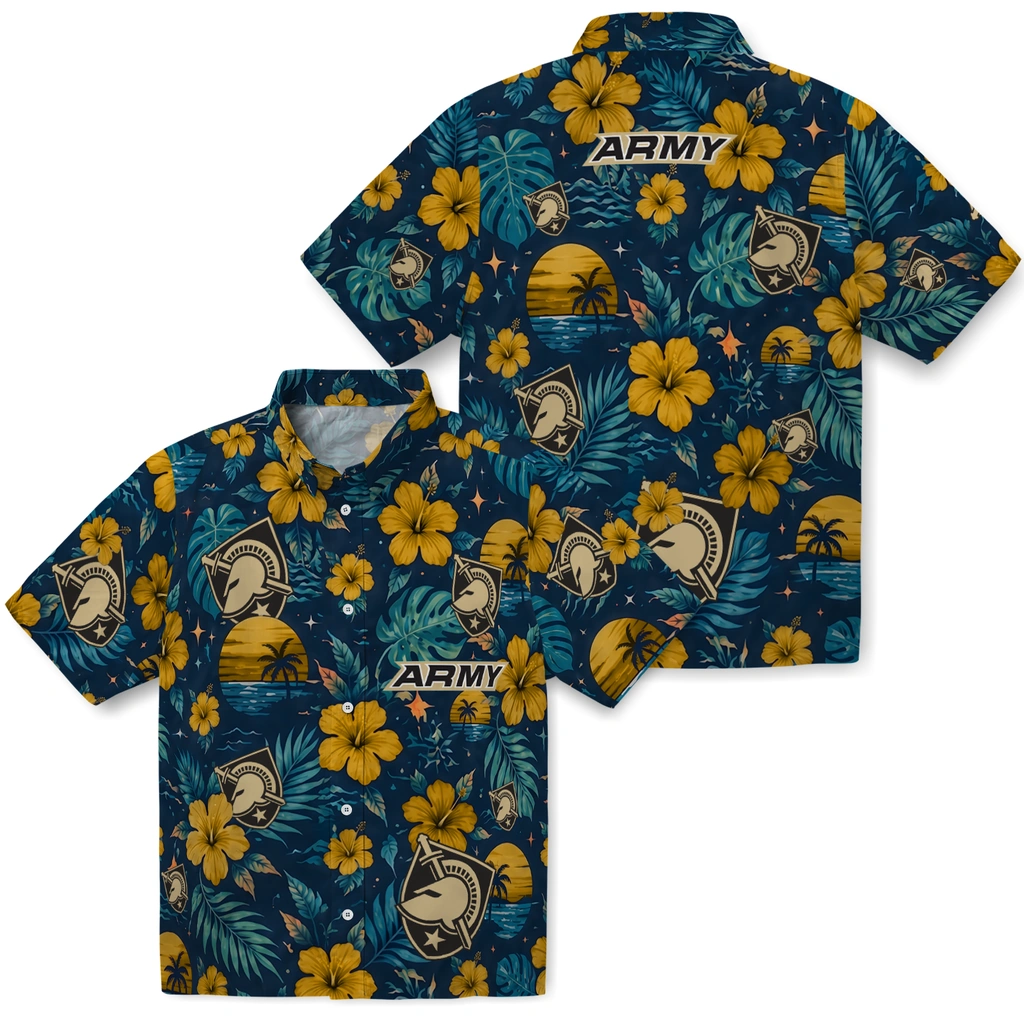 Army Black Knights Hawaiian Shirt - Personalized Gold Blue Army Black Knights Hawaiian Shirt - Personalized Gold Blue