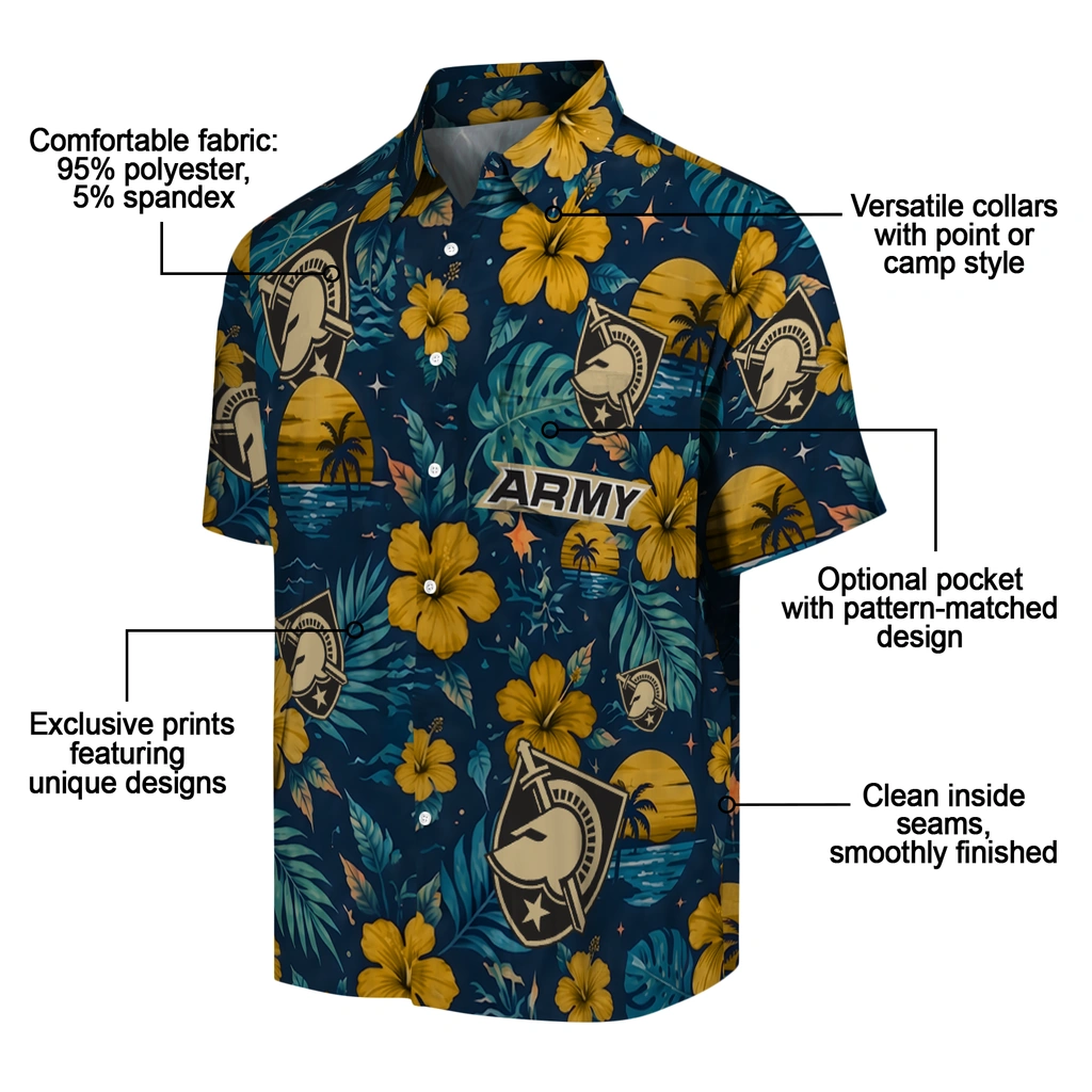 Army Black Knights Hawaiian Shirt - Personalized Gold Blue Army Black Knights Hawaiian Shirt - Personalized Gold Blue