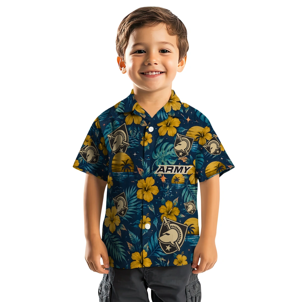 Army Black Knights Hawaiian Shirt - Personalized Gold Blue Army Black Knights Hawaiian Shirt - Personalized Gold Blue