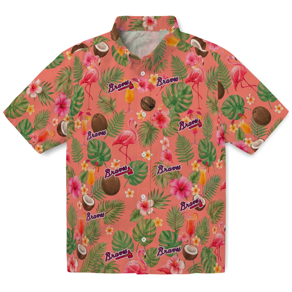 Atlanta Braves Hawaiian Shirt - Custom Coral Pink