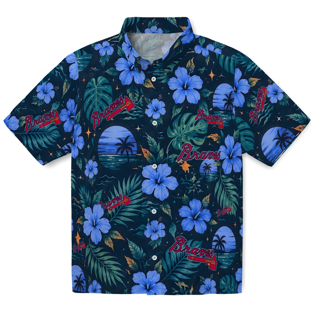 Atlanta Braves Hawaiian Shirt - Personalized Navy Blue