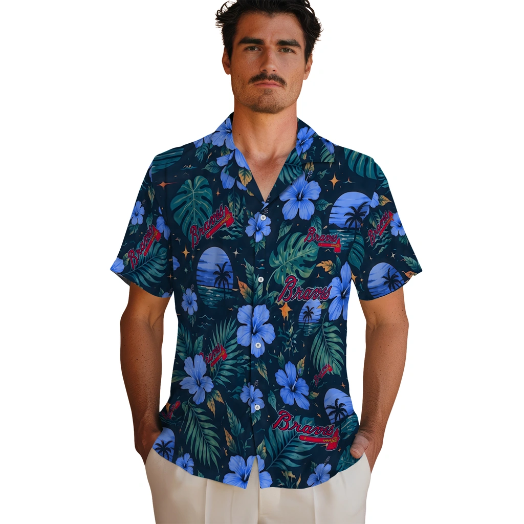 Atlanta Braves Hawaiian Shirt - Personalized Navy Blue Atlanta Braves Hawaiian Shirt - Personalized Navy Blue