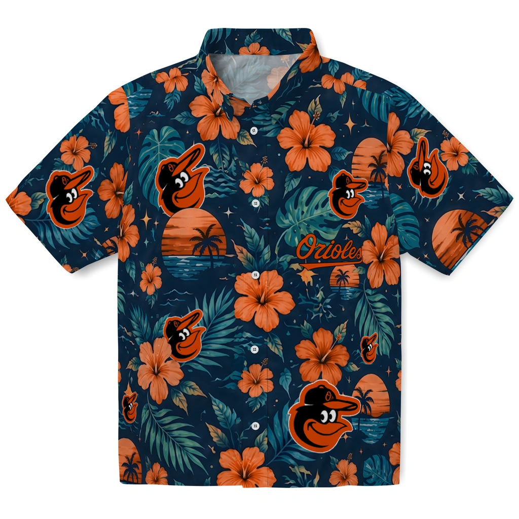 Baltimore Orioles Hawaiian Shirt - Custom Orange Blue