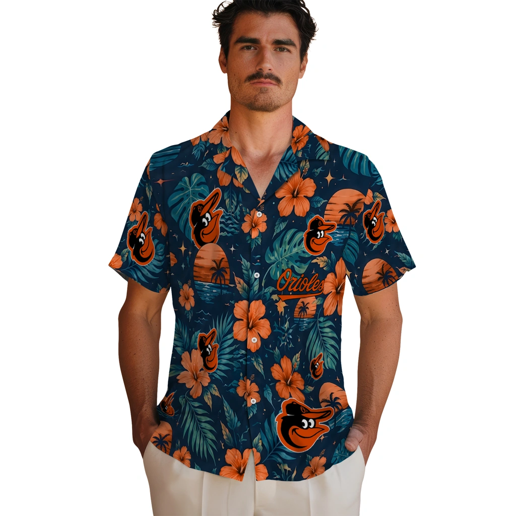 Baltimore Orioles Hawaiian Shirt - Custom Orange Blue Baltimore Orioles Hawaiian Shirt - Custom Orange Blue
