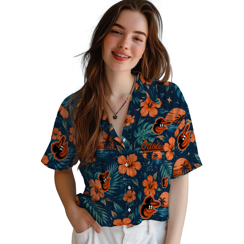 Baltimore Orioles Hawaiian Shirt - Custom Orange Blue Baltimore Orioles Hawaiian Shirt - Custom Orange Blue