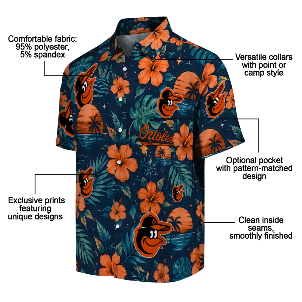 Baltimore Orioles Hawaiian Shirt - Custom Orange Blue Baltimore Orioles Hawaiian Shirt - Custom Orange Blue