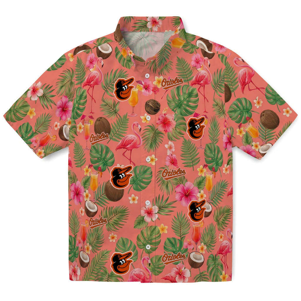 Baltimore Orioles Hawaiian Shirt - Customized Coral Pink