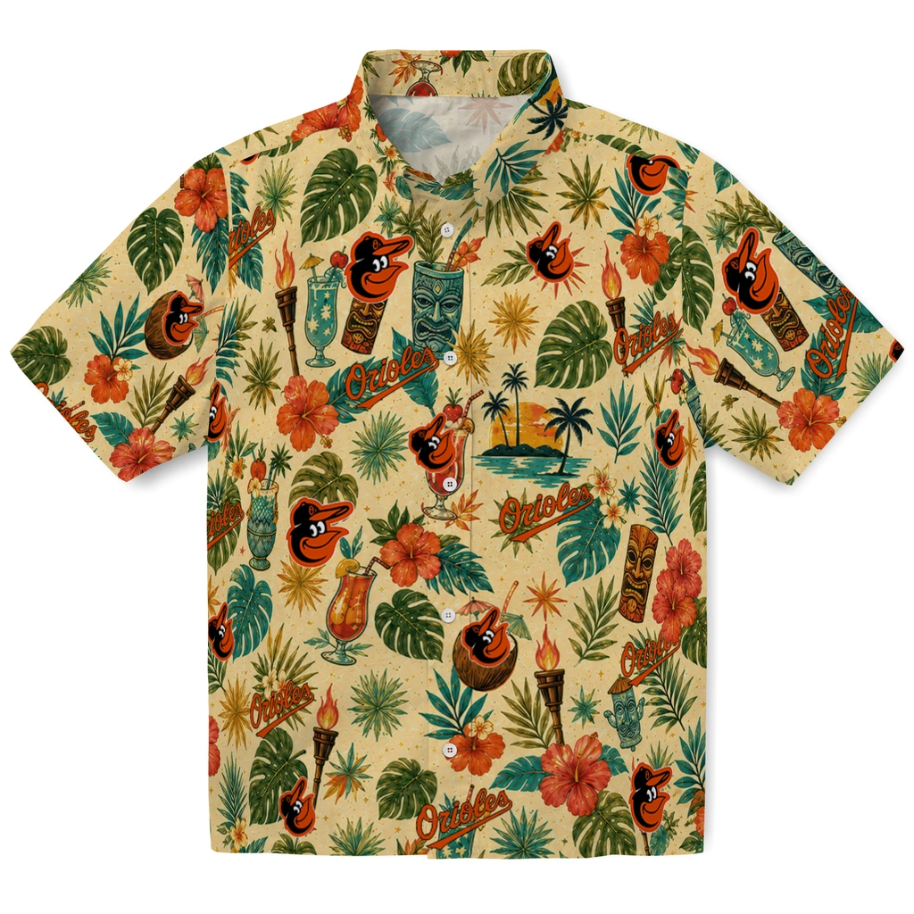 Baltimore Orioles Hawaiian Shirt - Customized Cream