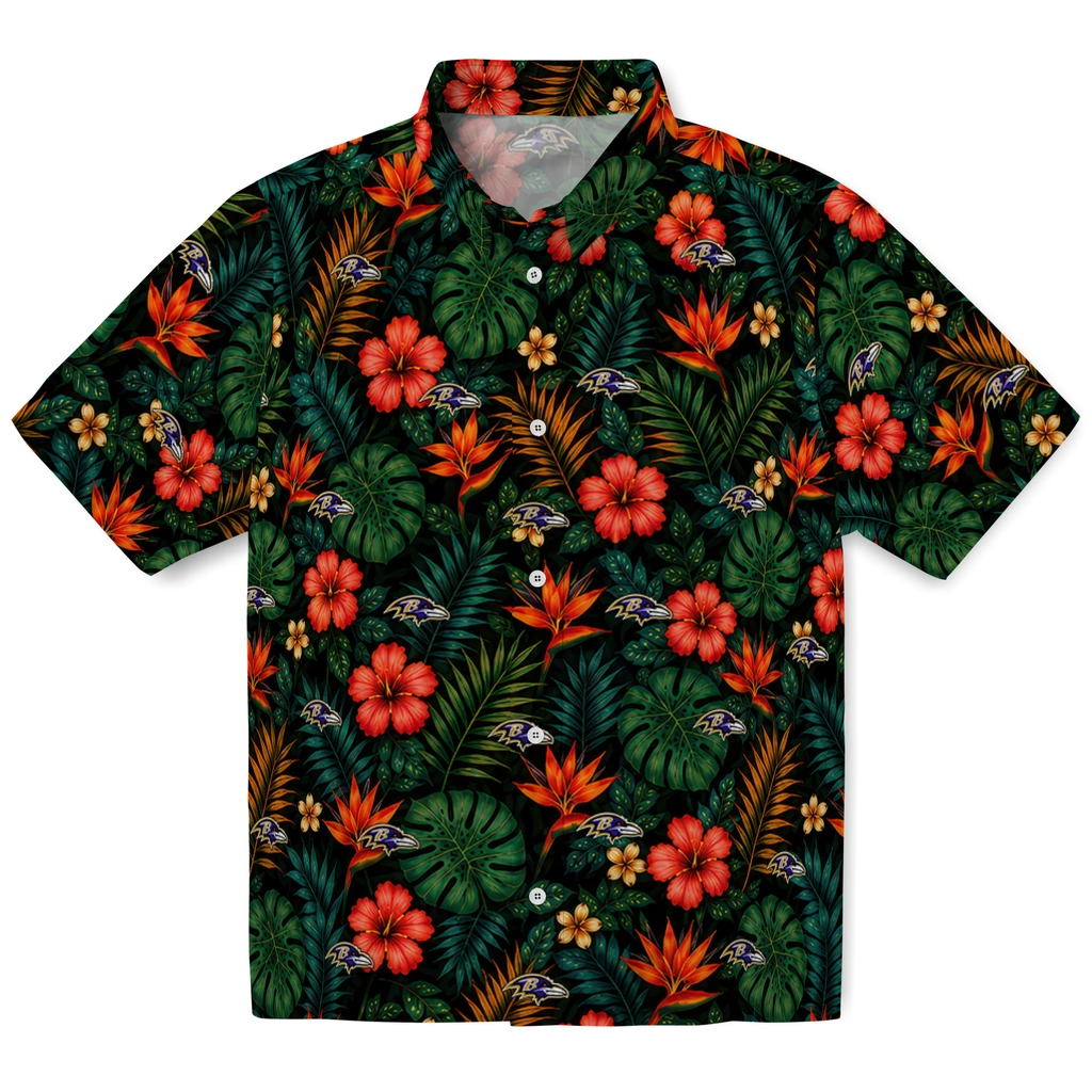 Baltimore Ravens Hawaiian Shirt - Custom Dark Green