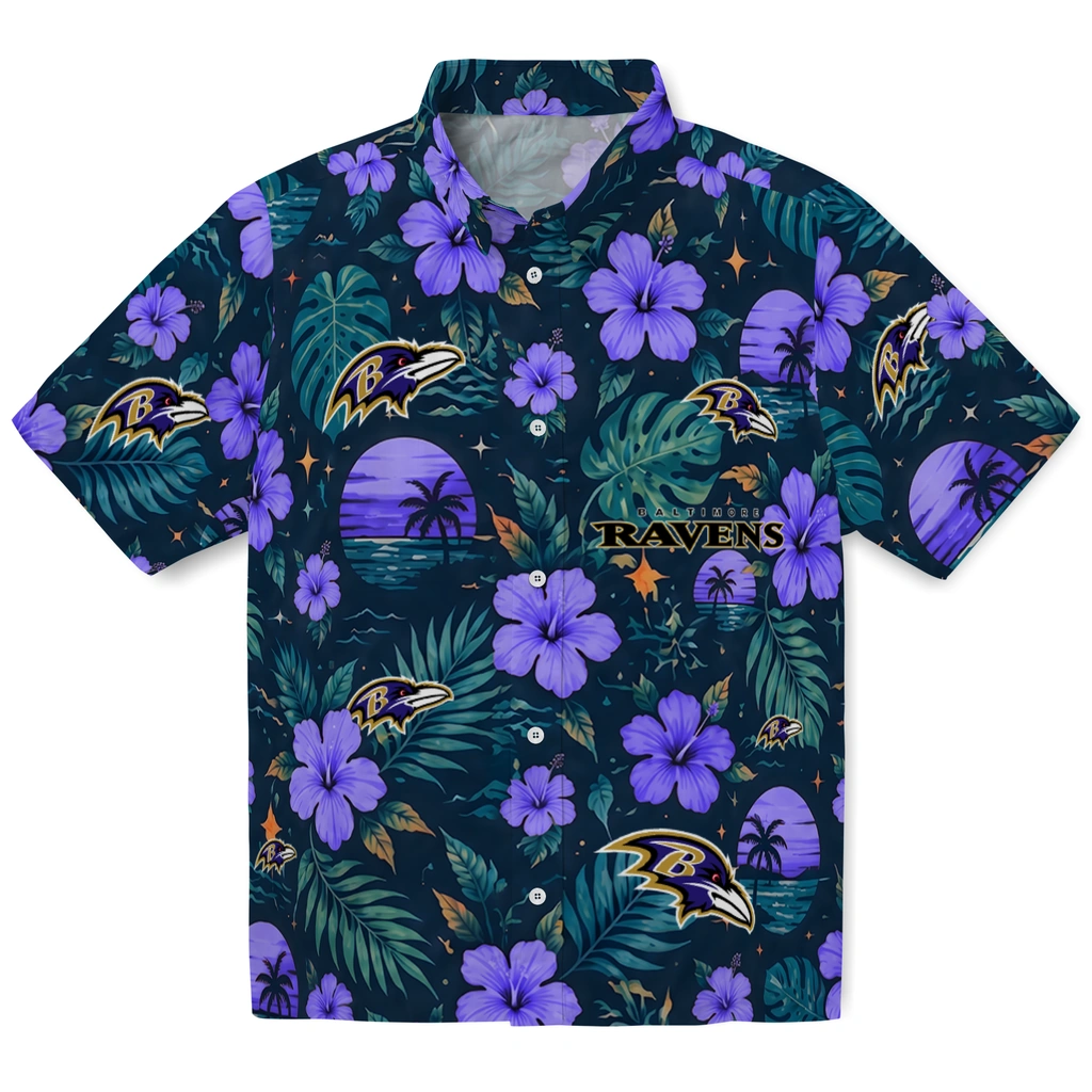 Baltimore Ravens Hawaiian Shirt - Custom Purple Blue