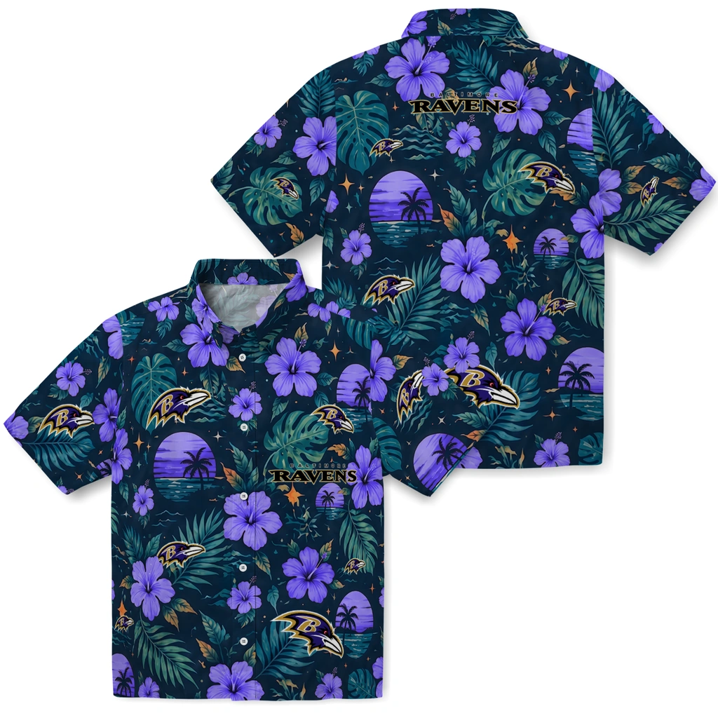 Baltimore Ravens Hawaiian Shirt - Custom Purple Blue Baltimore Ravens Hawaiian Shirt - Custom Purple Blue