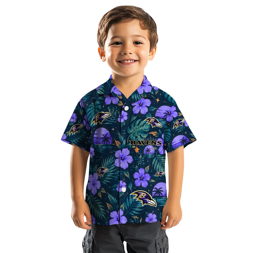 Baltimore Ravens Hawaiian Shirt - Custom Purple Blue Baltimore Ravens Hawaiian Shirt - Custom Purple Blue