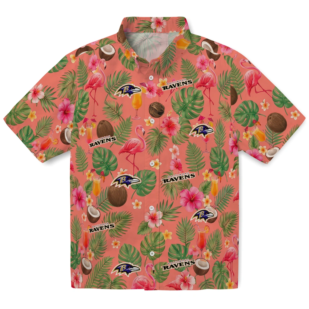 Baltimore Ravens Hawaiian Shirt - Customized Coral Pink