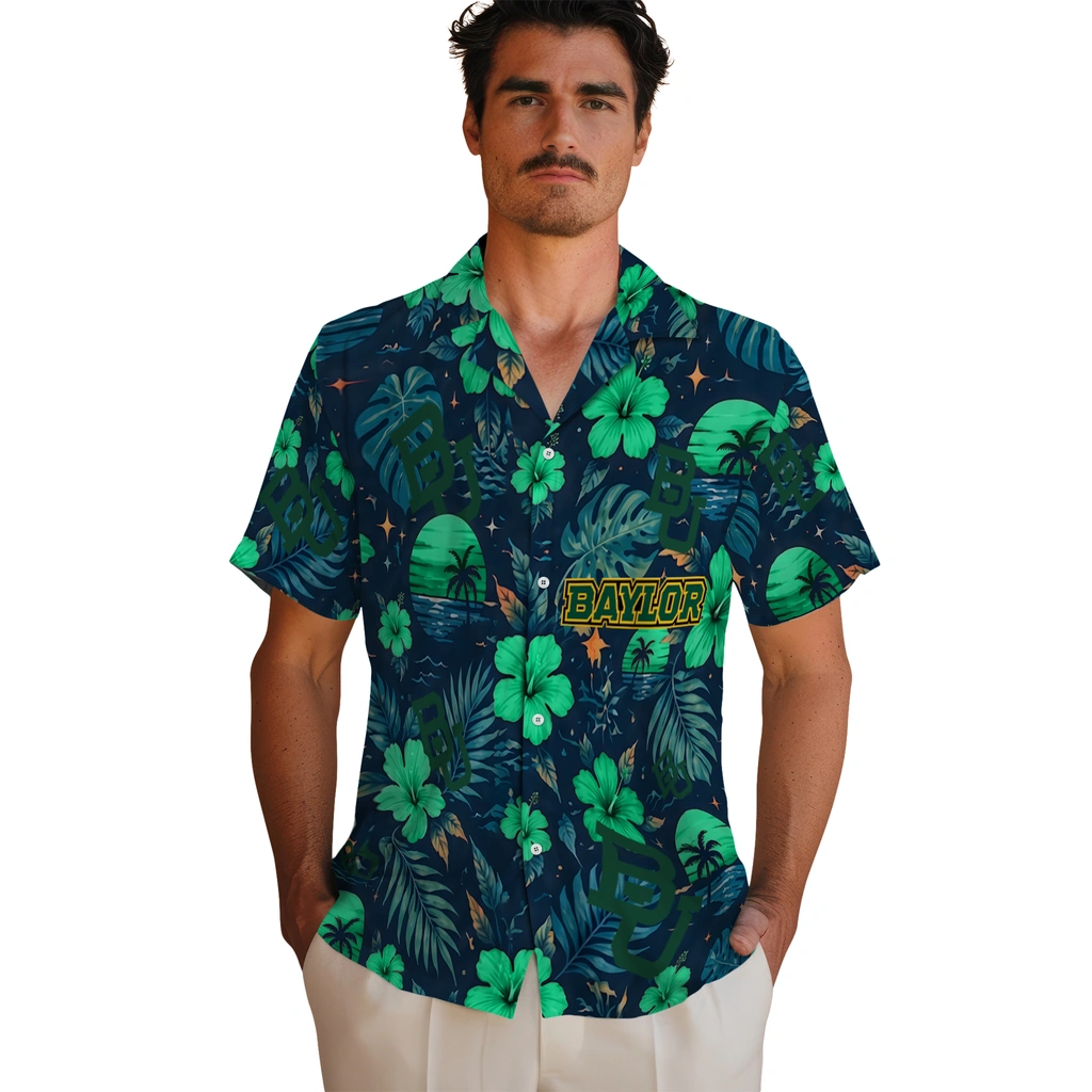 Baylor Bears Hawaiian Shirt - Custom Green Blue Baylor Bears Hawaiian Shirt - Custom Green Blue
