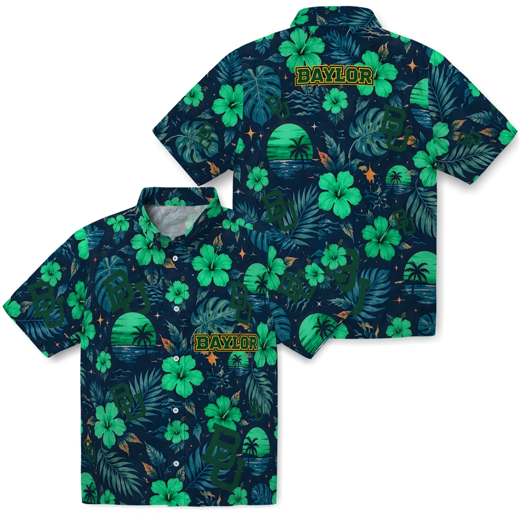 Baylor Bears Hawaiian Shirt - Custom Green Blue Baylor Bears Hawaiian Shirt - Custom Green Blue