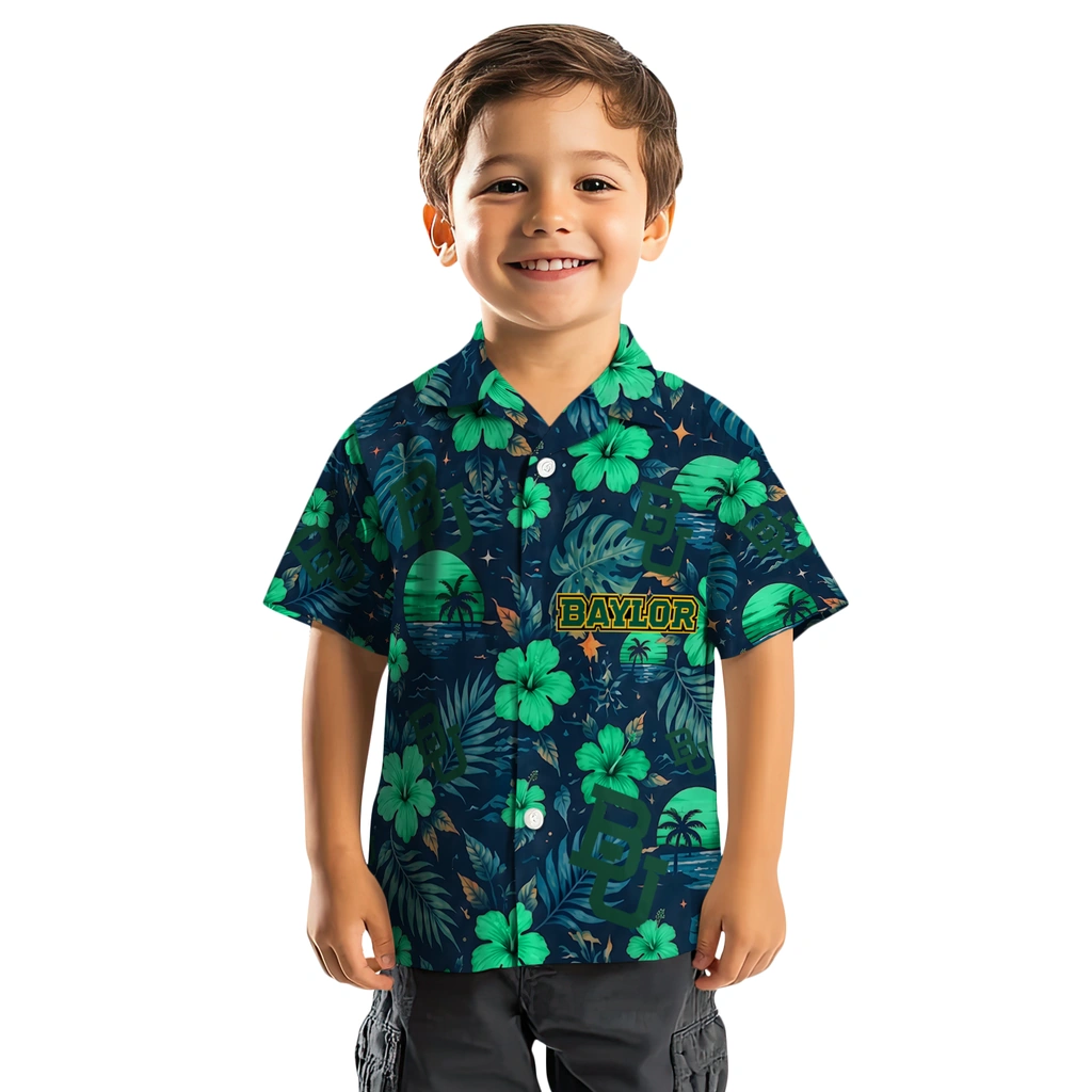 Baylor Bears Hawaiian Shirt - Custom Green Blue Baylor Bears Hawaiian Shirt - Custom Green Blue