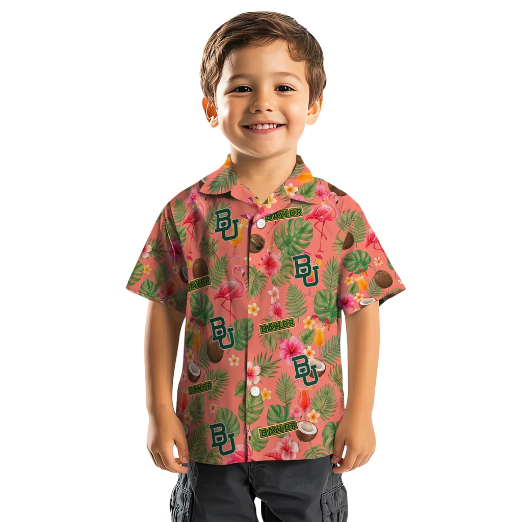 Baylor Bears Hawaiian Shirt - Customized Coral Pink Baylor Bears Hawaiian Shirt - Customized Coral Pink