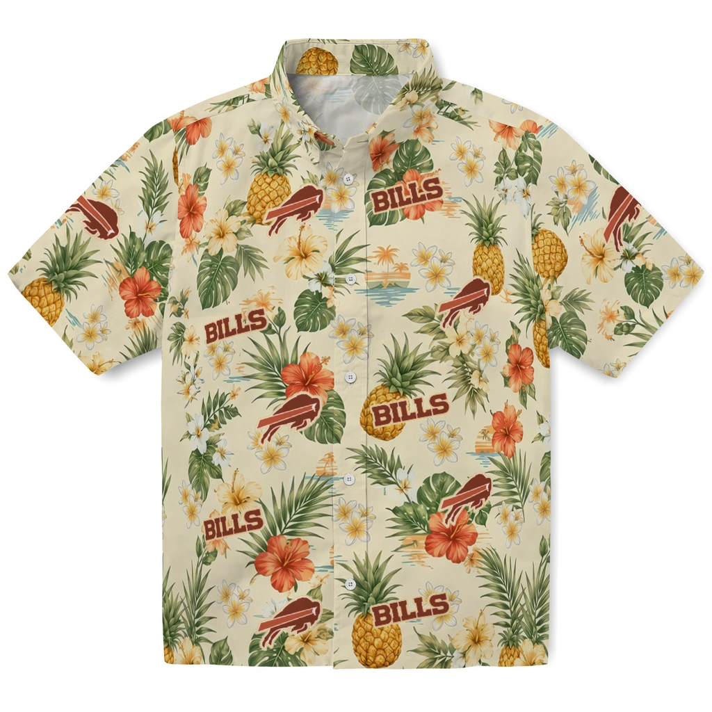 Buffalo Bills Hawaiian Shirt - Custom Cream
