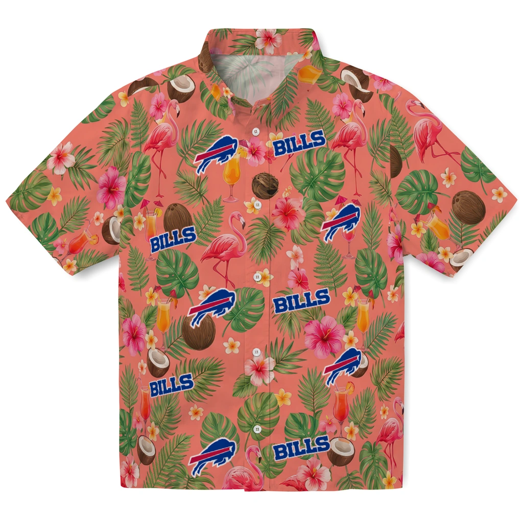 Buffalo Bills Hawaiian Shirt - Personalized Coral Pink