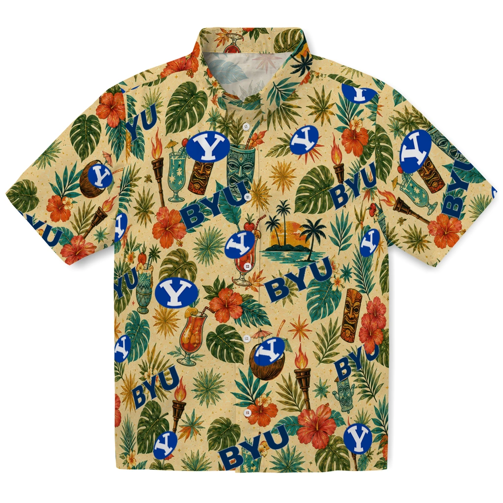 BYU Cougars Hawaiian Shirt - Custom Cream