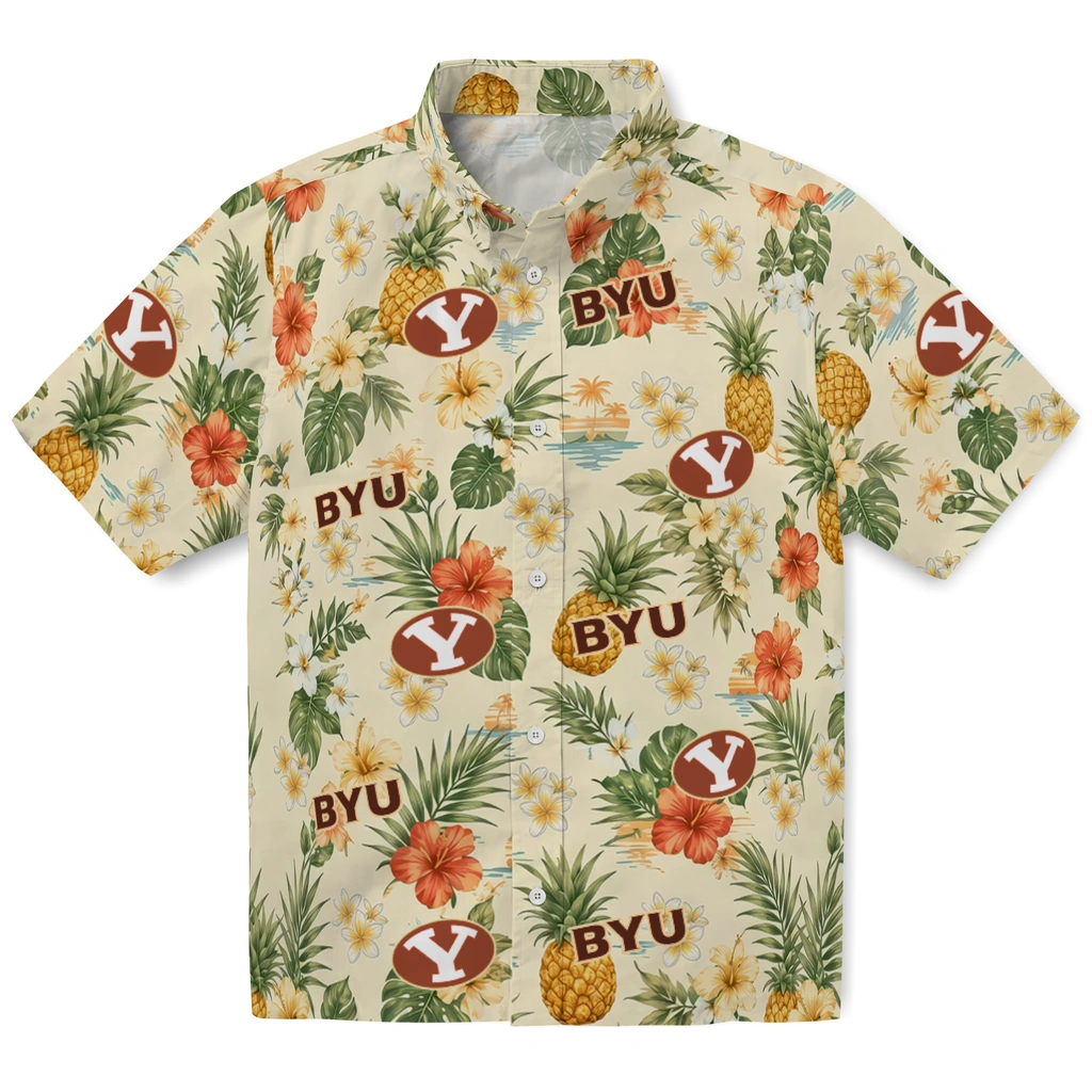 BYU Cougars Hawaiian Shirt - Customized Cream