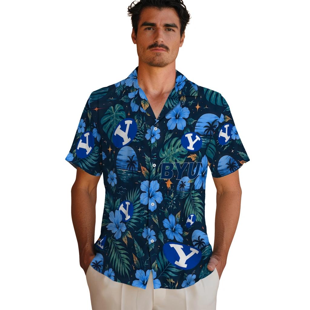 BYU Cougars Hawaiian Shirt - Personalized Blue BYU Cougars Hawaiian Shirt - Personalized Blue