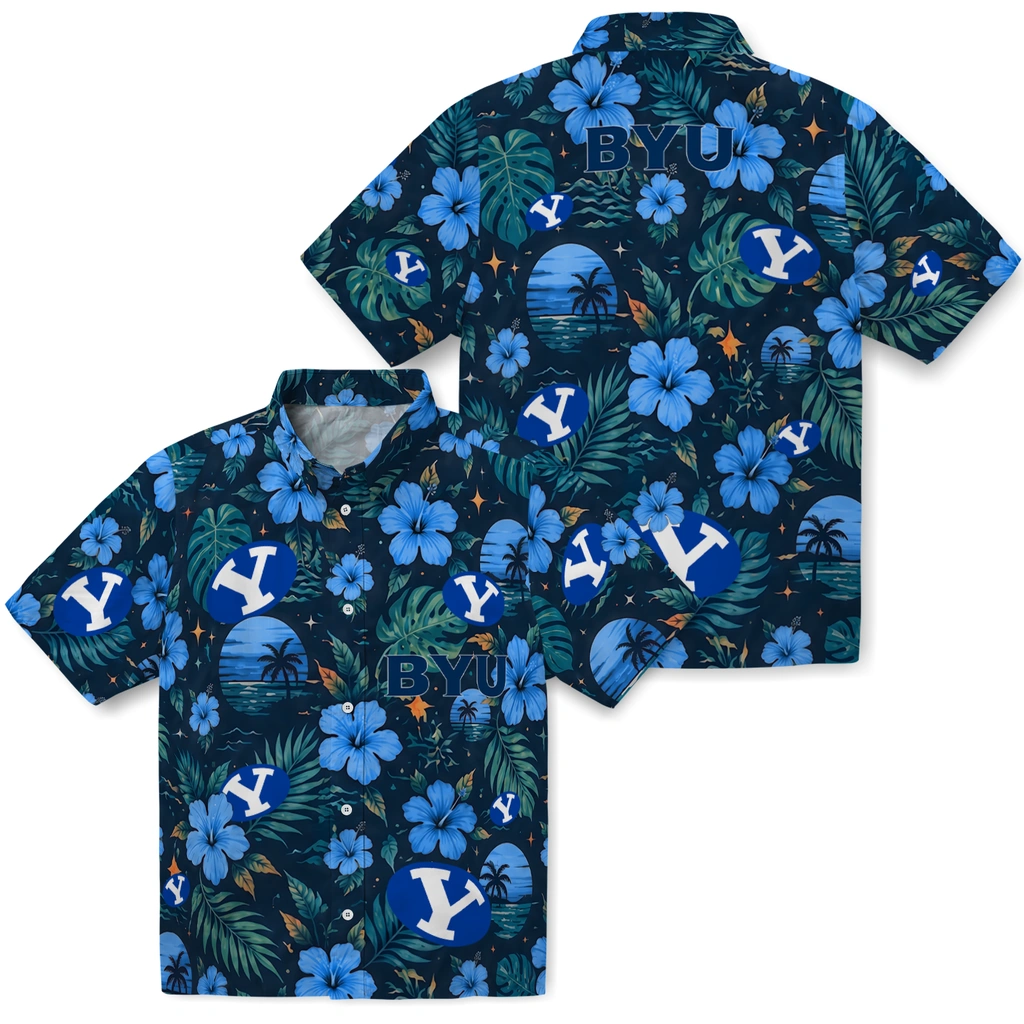 BYU Cougars Hawaiian Shirt - Personalized Blue BYU Cougars Hawaiian Shirt - Personalized Blue