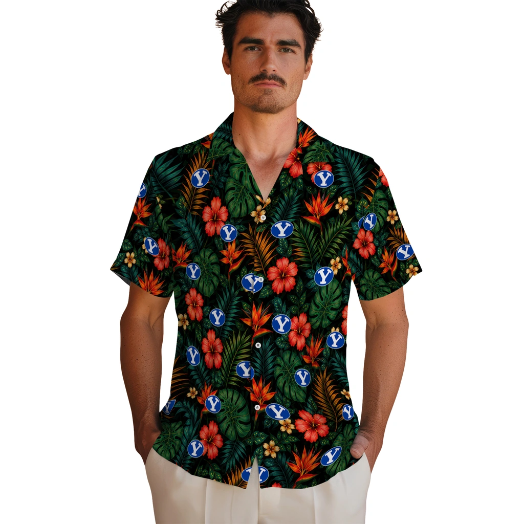 BYU Cougars Hawaiian Shirt - Personalized Dark Green BYU Cougars Hawaiian Shirt - Personalized Dark Green