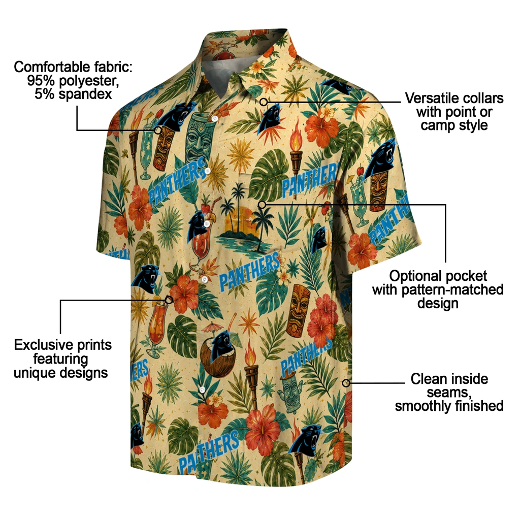 Carolina Panthers Hawaiian Shirt - Custom Cream Carolina Panthers Hawaiian Shirt - Custom Cream