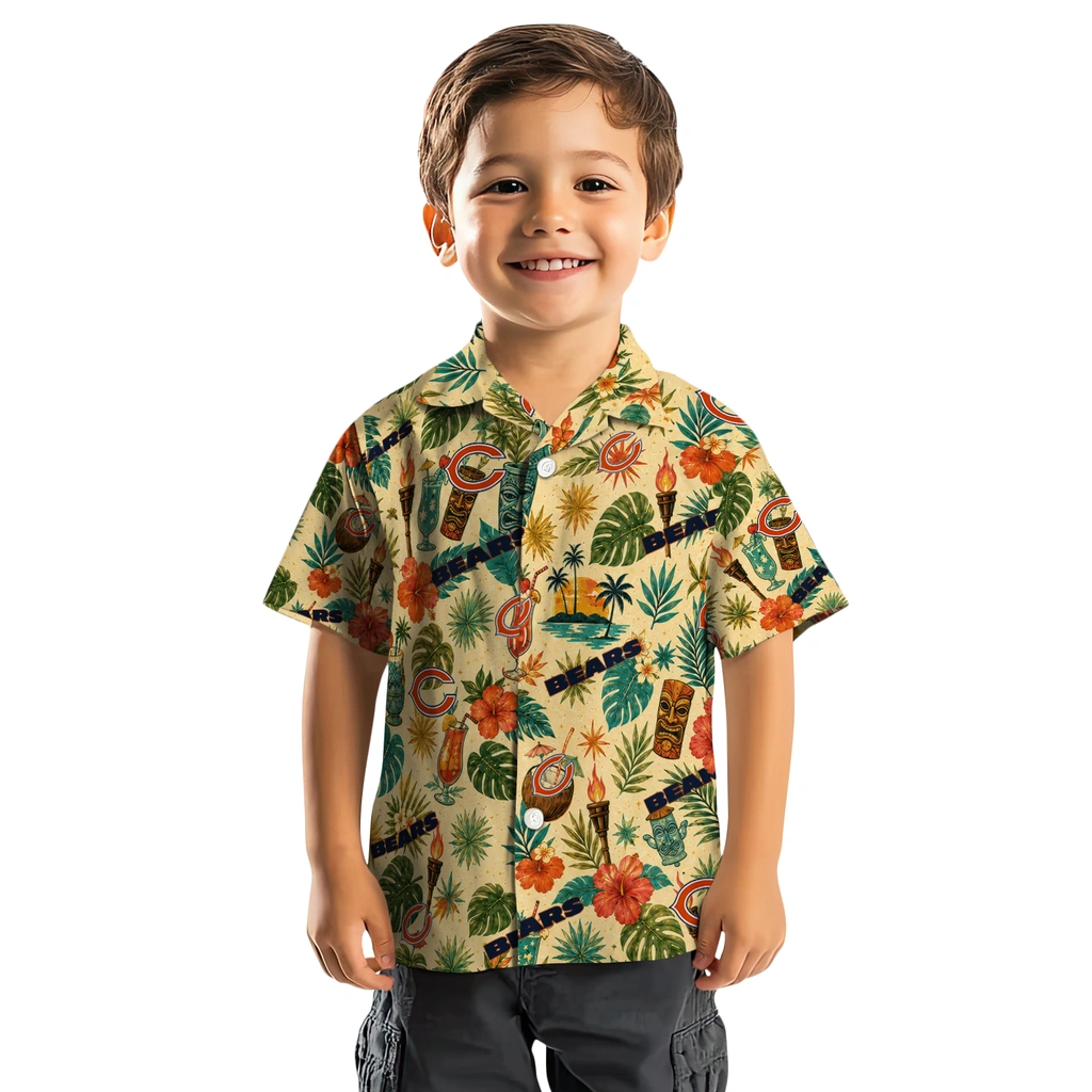 Chicago Bears Hawaiian Shirt - Customized Cream Chicago Bears Hawaiian Shirt - Customized Cream