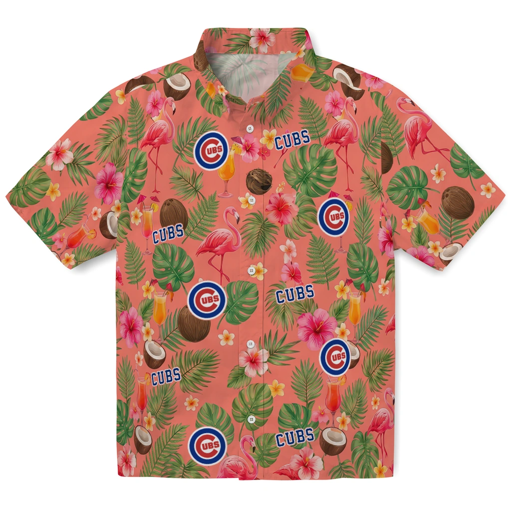 Chicago Cubs Hawaiian Shirt - Custom Coral Pink