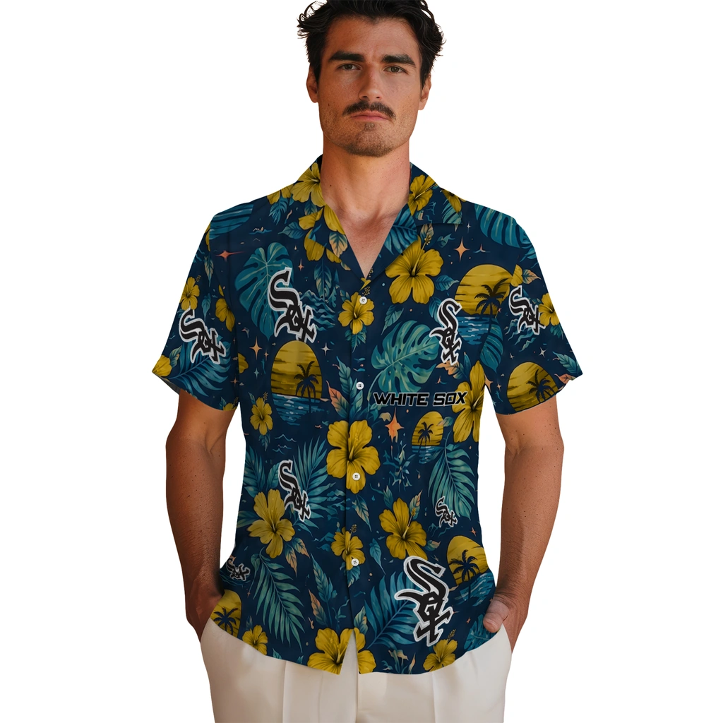 Chicago White Sox Hawaiian Shirt - Custom Black Blue Chicago White Sox Hawaiian Shirt - Custom Black Blue